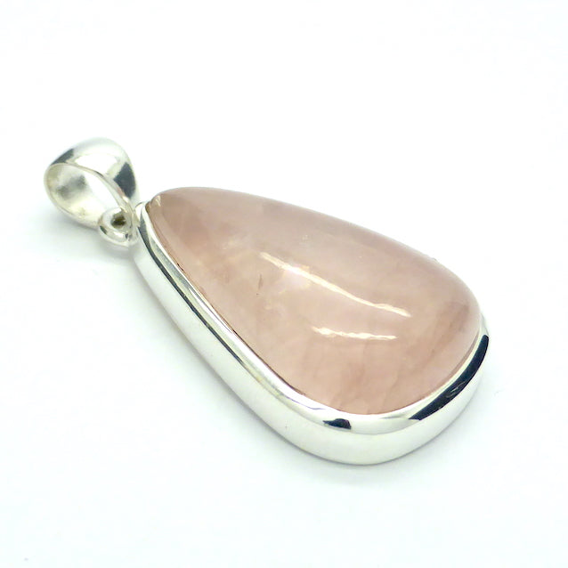 Rose Quartz Gemstone Pendant | Teardrop Cabochon | 925 Sterling Silver | Nice consistent colour | Star Stone for Taurus and Libra  | Genuine Gemstones from Crystal Heart Melbourne since 1986 