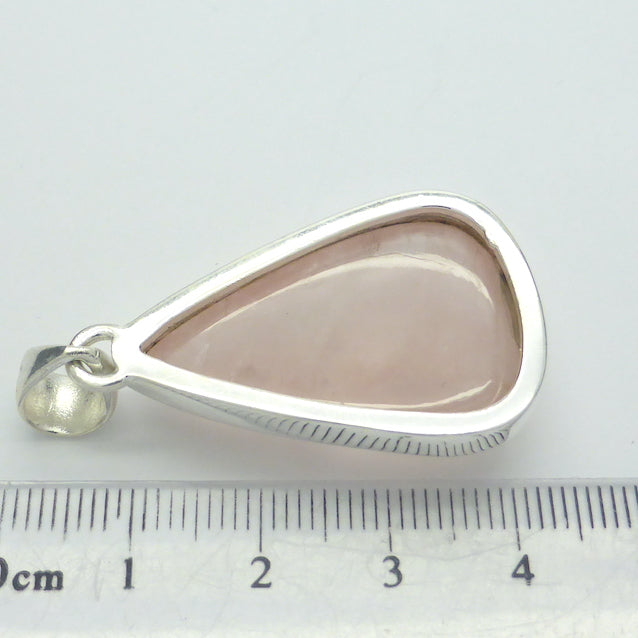 Rose Quartz Gemstone Pendant | Teardrop Cabochon | 925 Sterling Silver | Nice consistent colour | Star Stone for Taurus and Libra  | Genuine Gemstones from Crystal Heart Melbourne since 1986 