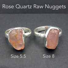 Load image into Gallery viewer, Rose Quartz Ring | Raw Nuggets | Gem quality gemstones | Deep colour and good transparency | 925 Sterling Silver | US Size 5.5 or 8 | Star Stone Taurus Libra  | Genuine Gemstones from Crystal Heart Melbourne since 1986 