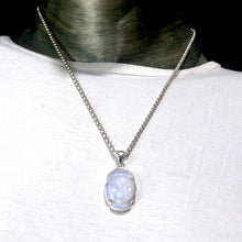 Load image into Gallery viewer, Natural Rainbow Moonstone Pendant | Buddha Head Carving Sculpture | 925 Sterling Silver | Strong Consistent Blue Flash | Emotional Liberation | Meditation | Serene Contentment and Joy | Genuine Gems from Crystal Heart Melbourne Australia 1986