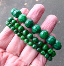 Load image into Gallery viewer, Stretch Bracelet with Maw Sit Sit Beads | Bright Green Chrome Jadeite from Myanmar | 6,8,12 mm | Vitality | Optimism | Confidence | Health | Prosperity | Crystal Heart Melbourne Australia since 1986
