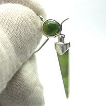 Load image into Gallery viewer, arrings NZ Nephrite Jade | 925 sterling Silver | Elegant long tapering stones | Libra Star Stone | Genuine Gems from Crystal Heart Melbourne Australia since 1986