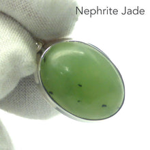 Load image into Gallery viewer, Nephrite Jade Pendant | Oval Cabochon | 925 Sterling Silver | Goodf colour and Translucency | Refined Heart Energy | Genuine Gems from Crystal Heart Melbourne Australia since 1986