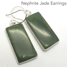 Load image into Gallery viewer, Nephrite Jade Earrings | Large Oblong Cabochons | 925 Sterling Silver | Good colour and Translucency | Refined Heart Energy | Genuine Gems from Crystal Heart Melbourne Australia since 1986