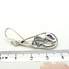Load image into Gallery viewer, Amethyst Gemstone Earrings | Faceted Marquis shape | 925 Sterling Silver | Leaf and Floral Motif | Genuine Gems from Crystal Heart Melbourne Australia since 1986