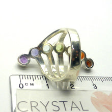 Load image into Gallery viewer, Chakra Rainbow Ring | 7 Faceted Gemstones | Amethyst, Carnelian, Garnet, Iolite, Peridot, Citrine, Blue Topaz | Well Made 925 Sterling Silver | US Ring Sizs 6.25, 7.25, 8.5 or 9 | Harmony &amp; Connection | Meditation | Genuine Gems from Crystal Heart Melbourne Australia since 1986