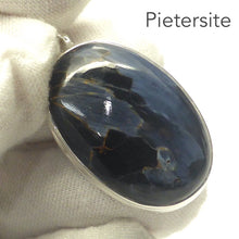 Load image into Gallery viewer, Pietersite Pendant | Oval Cabochon | 925 Sterling Silver  | Blue and Gold Swirls | strength flexibility creativity determination | Genuine Gems from Crystal Heart Melbourne Australia since 1986