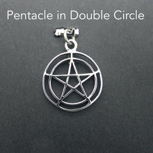 Load image into Gallery viewer, Pentacle Pendant  | 925 Sterling Silver | 5 pointed Star in Double Circle | 20 mm Diameter | Wisdom Protection Harmony &amp; Power | Monthly Manifestation | Genuine Gems from Crystal Heart Melbourne Australia since 1986