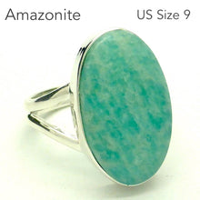 Load image into Gallery viewer, Amazonite Ring | Oval Cabochon | 925 Sterling Silver | Virgo Stone | US Size 9 | Aus Size R/12 | Beautiful Blue Green Feldspar | Genuine Gems from Crystal Heart Melbourne Australia since 1986