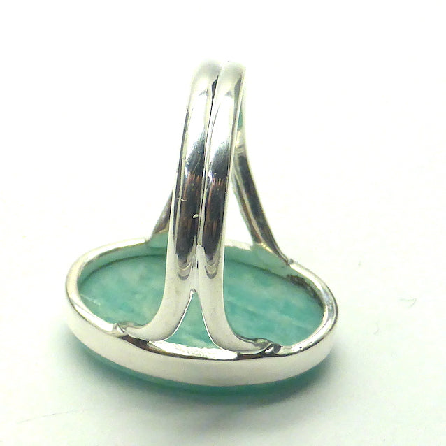 Amazonite Ring | Oval Cabochon | 925 Sterling Silver | Virgo Stone | US Size 9 | Aus Size R/12 | Beautiful Blue Green Feldspar | Genuine Gems from Crystal Heart Melbourne Australia since 1986