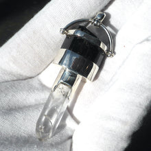 Load image into Gallery viewer, Crystal Tourmaline Pendant | Natural Black Tourmaline Crystal over polished  Clear Quartz Point | 925 Sterling Silver | Genuine gems from Crystal Heart Melbourne Australia since 1986