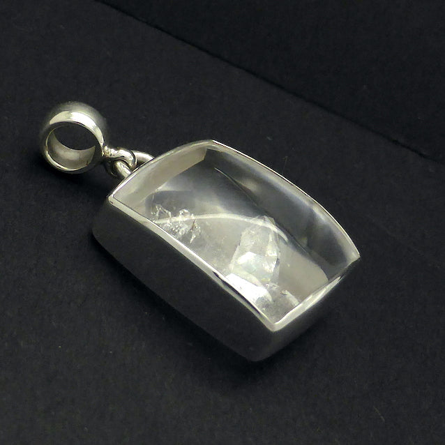 Manifestion Quartz Pendant | Square Cabochon | Deep bevels on the reverse | Superior 925 Sterling Silver Setting | Genuine Gems from Crystal Heart Melbourne Australia since 1986