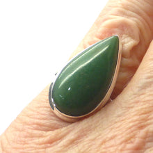 Load image into Gallery viewer, Nephrite Jade Ring | Teardrop Cabochon | 925 Sterling Silver | Bezel Set | Open Back | US Size 6 | AUS Size L1/2 | Good colour and Translucency | Genuine Gems from Crystal Heart Melbourne Australia since 1986