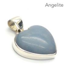 Load image into Gallery viewer, Angelite Heart Pendant | 925 Sterling Silver | Light Blue Stone | Peaceful and Soothing | Wholesomeness and Contentment | Allowing Deep Healing and Intuitive or Angelic connection | Genuine gems from Crystal Heart Melbourne Australia since 1986