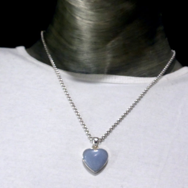 Angelite Heart Pendant | 925 Sterling Silver | Light Blue Stone | Peaceful and Soothing | Wholesomeness and Contentment | Allowing Deep Healing and Intuitive or Angelic connection | Genuine gems from Crystal Heart Melbourne Australia since 1986