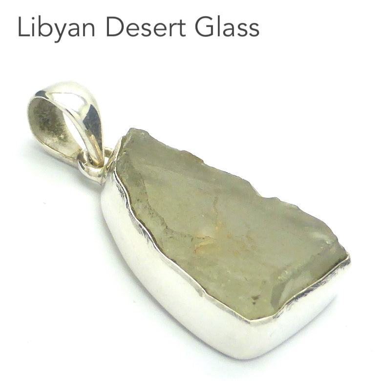 Authentic Raw Natural Libyan Gold Tektite Pendant | AKA Libyan Glass | 925 Sterling Silver | Open Back | Light Golden Shade | Golden Healing Light | Universal Healing | Genuine Gems from Crystal Heart Australia since 1986