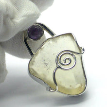 Load image into Gallery viewer, Authentic Raw Natural Libyan Gold Tektite Pendant | AKA Libyan Glass | 925 Sterling Silver | Amethyst Accent | Open Back | Light Golden Shade | Golden Healing Light | Universal Healing | Genuine Gems from Crystal Heart Australia since 1986