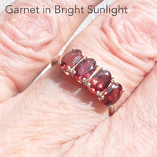 Load image into Gallery viewer, 4 flawless red Garnets | Faceted Ovals | Line set with strong claws | 925 Silver | Classic Elegance | US Size 6 | 7 | 8 | Genuine gems from Crystal Heart Australia since 1986