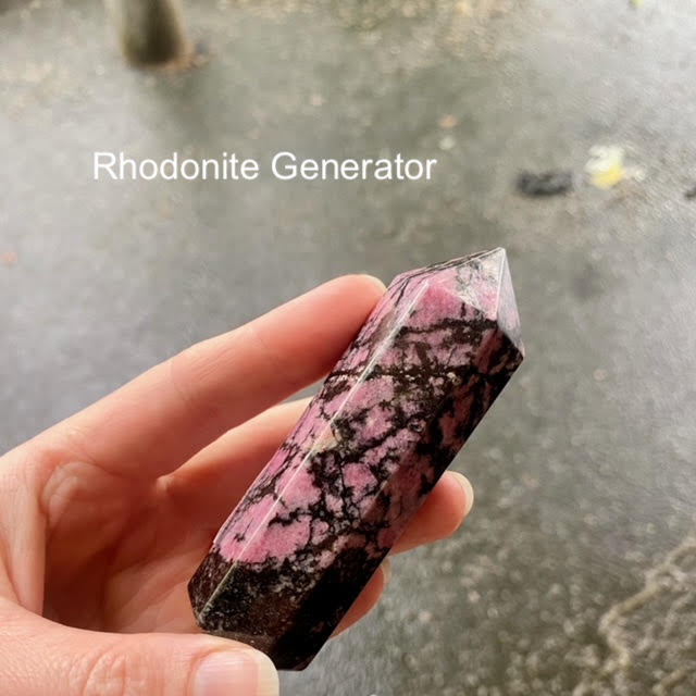 Rhodonite Healing Generator | Genuine Stone | Single Point | Energy or physical healing Tool | Crystal Heart Melbourne Australia since 1986