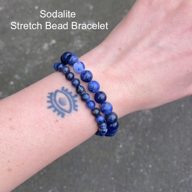 Stretch Bracelet with Sodalite Beads | Fair Trade | Strong Elastic | Intuition | Third Eye | Self love | Genuine Gems from Crystal Heart Melbourne Australia since 1986