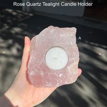 Load image into Gallery viewer, Rose Quartz Raw Boulder Candle Holder | Tea light | Genuine Mineral | Glow with Love | Bedroom  Decoration | Love Rock | Genuine Gems from Crystal Heart Melbourne Australia since 1986