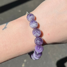 Load image into Gallery viewer, Stretch Bracelet with Amethyst Beads | 10mm | 925 Sterling Silver | Meditation | Calm Energy | Protection | Genuine gems from Crystal Heart Melbourne Australia since 1986