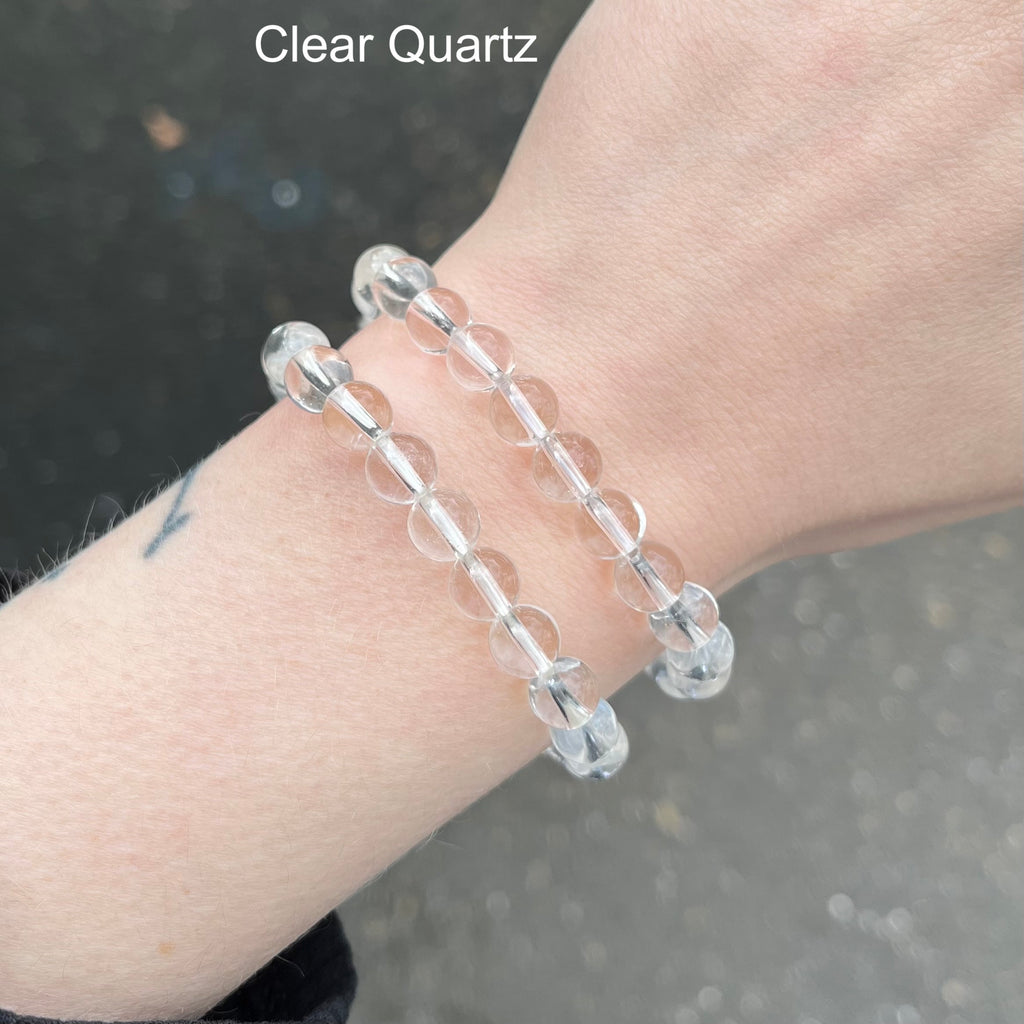Stretch Bracelet with Clear Quartz Beads | Fair Trade | Strong Elastic | Stimulating | Energy | Spiritual Empowerment | Genuine Gems from Crystal Heart Melbourne Australia since 1986