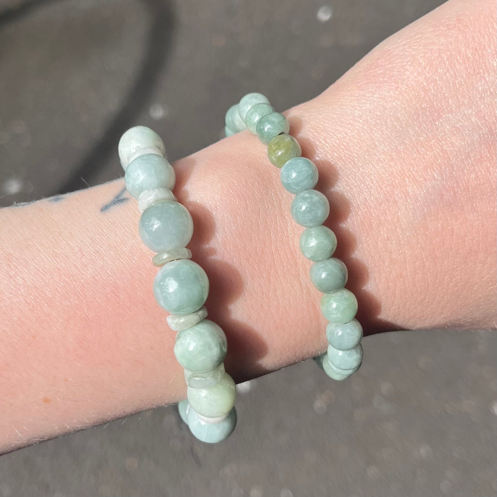 Jade Stretch Bead Bracelet | Luck | Vitality | Optimism | Confidence | Health | Prosperity | Crystal Heart Melbourne Australia since 1986