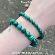 Load image into Gallery viewer, Malachite Stretch Bracelet |  Fair Trade | Strong Elastic Thread | 6 or 8 mm beads | Detoxing | Divine Feminine | Genuine Gems from Crystal Heart Melbourne Australia since 1986