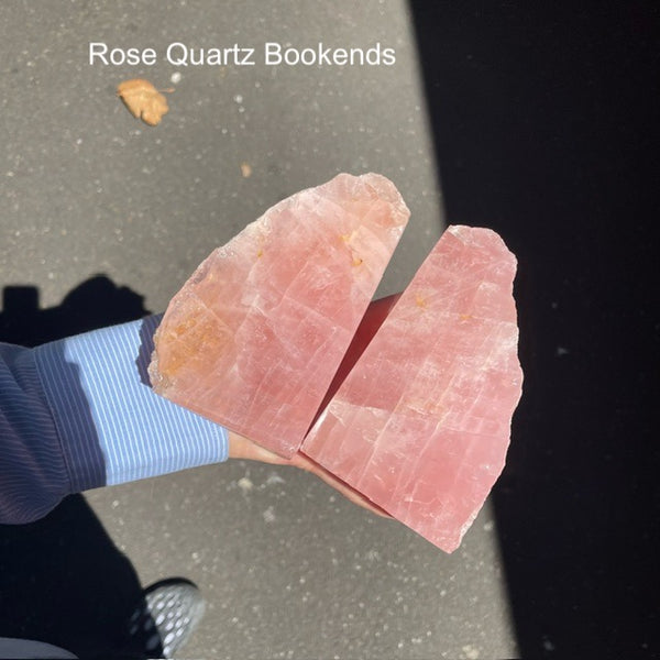 Natural Rose Quartz Bookends | Love | Healing Energy | Rose Quartz Crystal | Genuine Gems from Crystal Heart Melbourne Australia since 1986