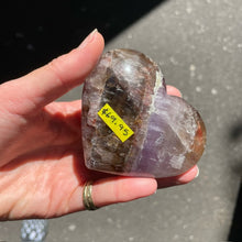 Load image into Gallery viewer, Amethyst &amp; Smokey Quartz Crystal Hearts |  Hand Carved Genuine | Calming | Grounding Rock | Genuine Gems from Crystal Heart Melbourne Australia since 1986