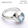 Aquamarine Ring | Large Faceted Round | Fine 925 Sterling Silver | US Size 8.5 | AUS Size Q1/2 | Genuine Gems from Crystal Heart Melbourne Australia since 1986