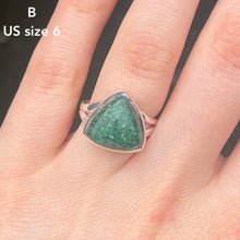 Load image into Gallery viewer, Teardrop Cabochon of Green Aventurine | Ring | US Size 9.5  | AUS Size S1/2  | Good quality Sterling Silver setting | Known as The  &#39;All Round Healer&#39; | Plexus and Physical Heart |  more natural breathing and all the health benefits accruing from that | Genuine Gems from Crystal Heart Melbourne Australia since 1986