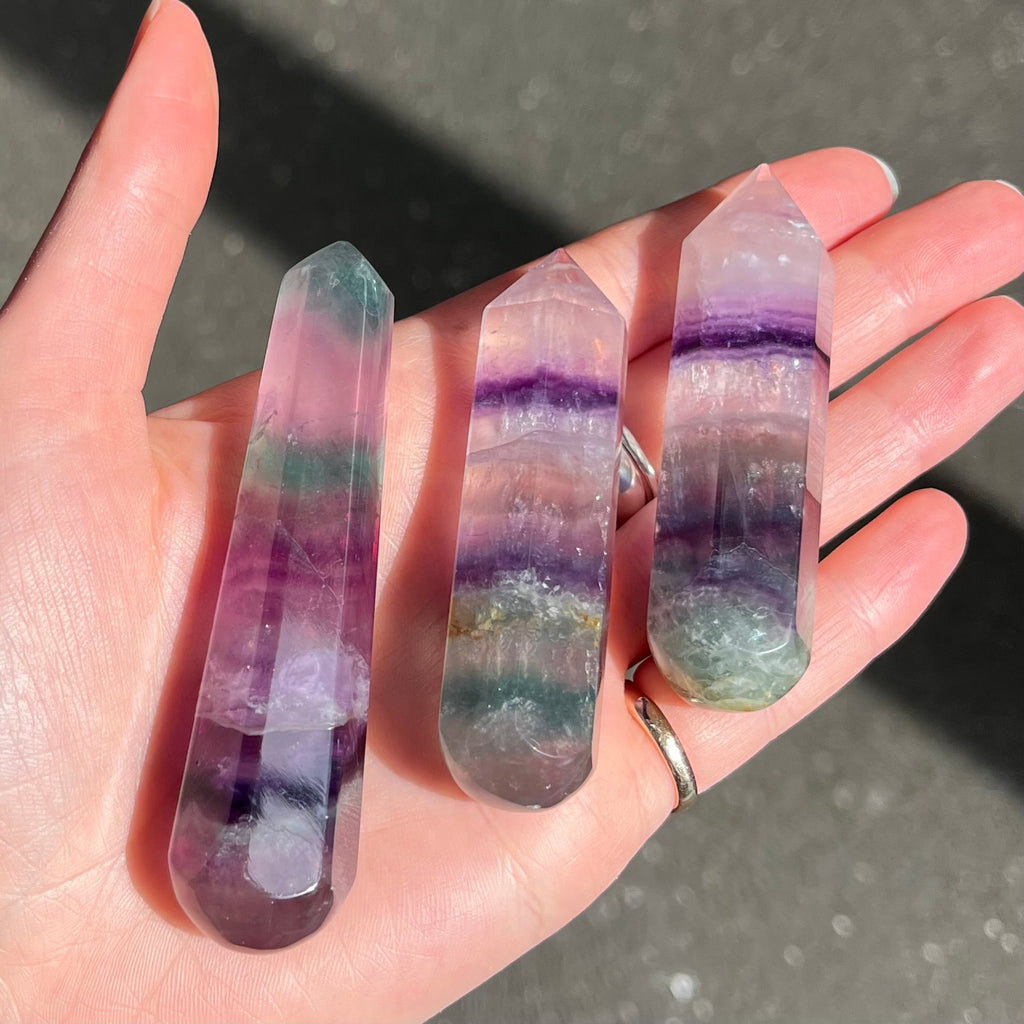Fluorite Healing Wand | Genuine Stone | Rounded end for Energy & physical healing | Crystal Heart Melbourne Australia Gemstones since 1986
