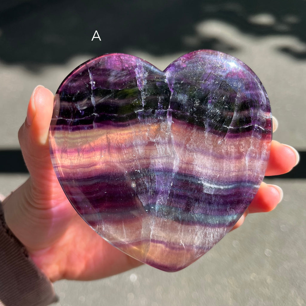 Fluorite Collection |  Genuine Crystals | Rainbow Blue Green | Heart Carvings | Clarity | Reduce Anxiety | Crystal Heart Melbourne Australia 