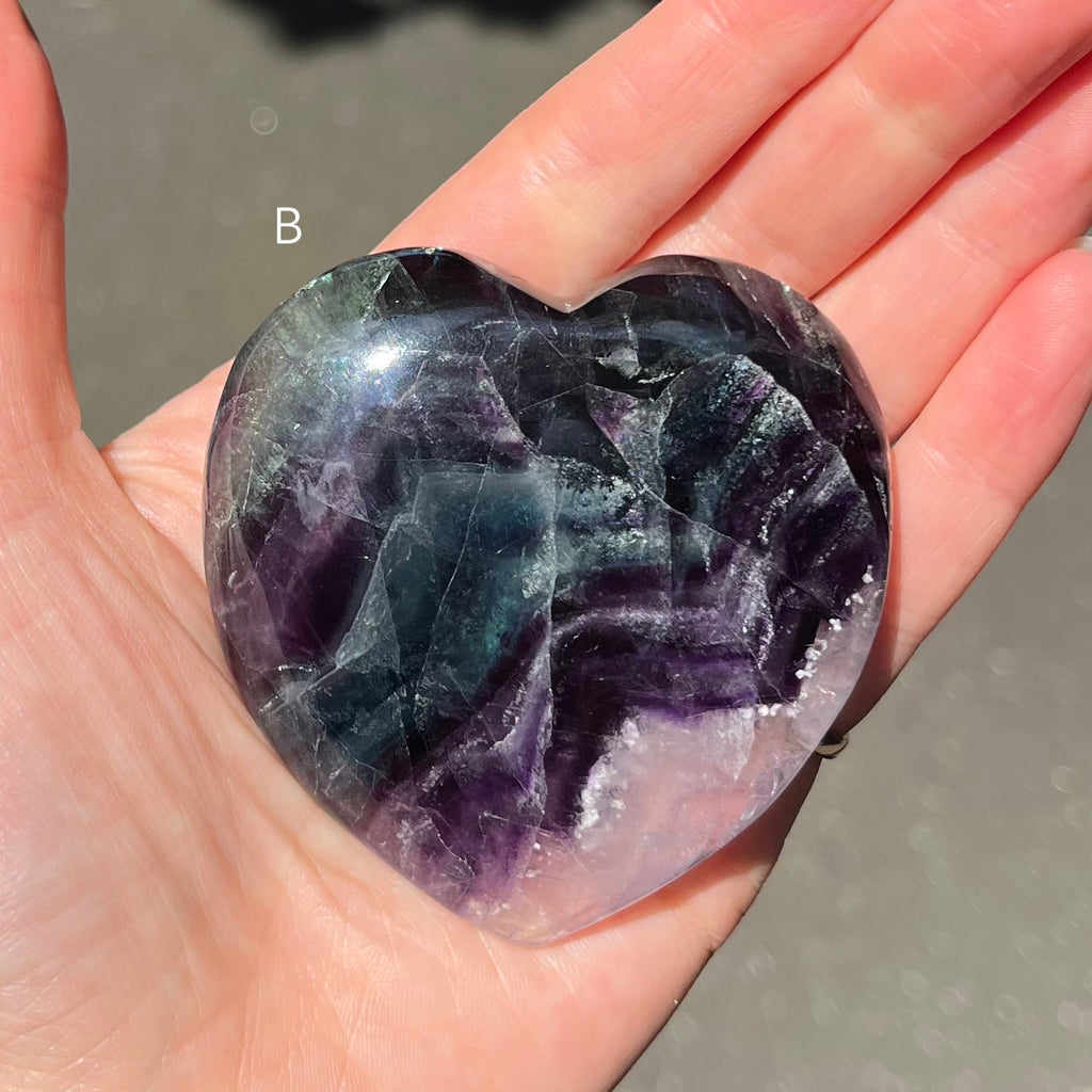 Fluorite Collection |  Genuine Crystals | Rainbow Blue Green | Heart Carvings | Clarity | Reduce Anxiety | Crystal Heart Melbourne Australia 
