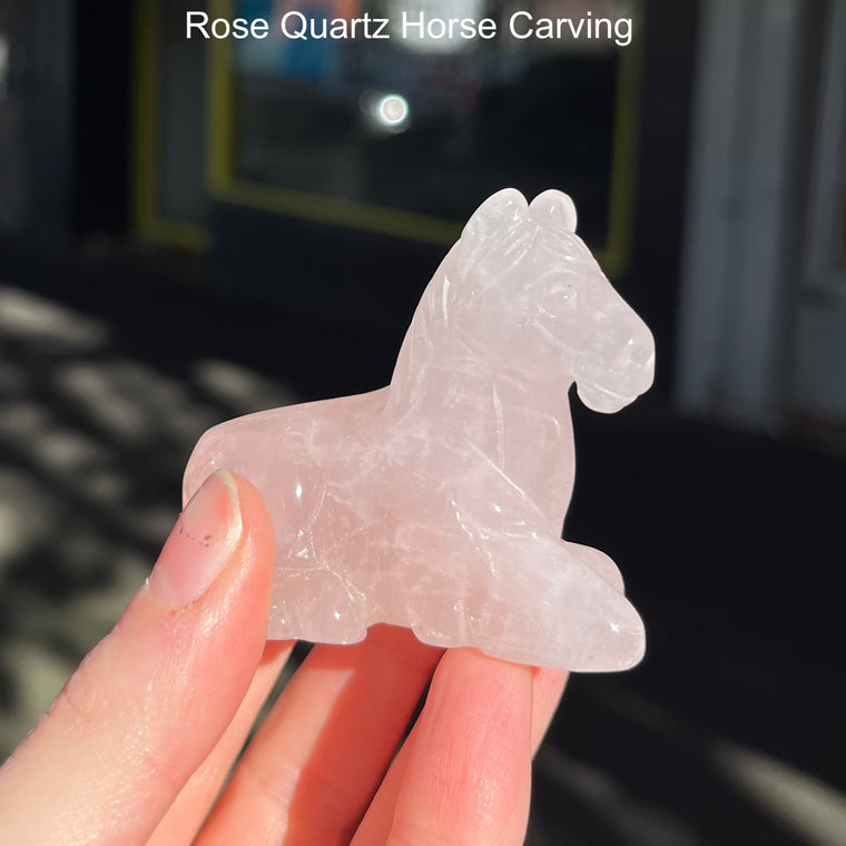 Horse Carving ~ Rose Quartz Crystal