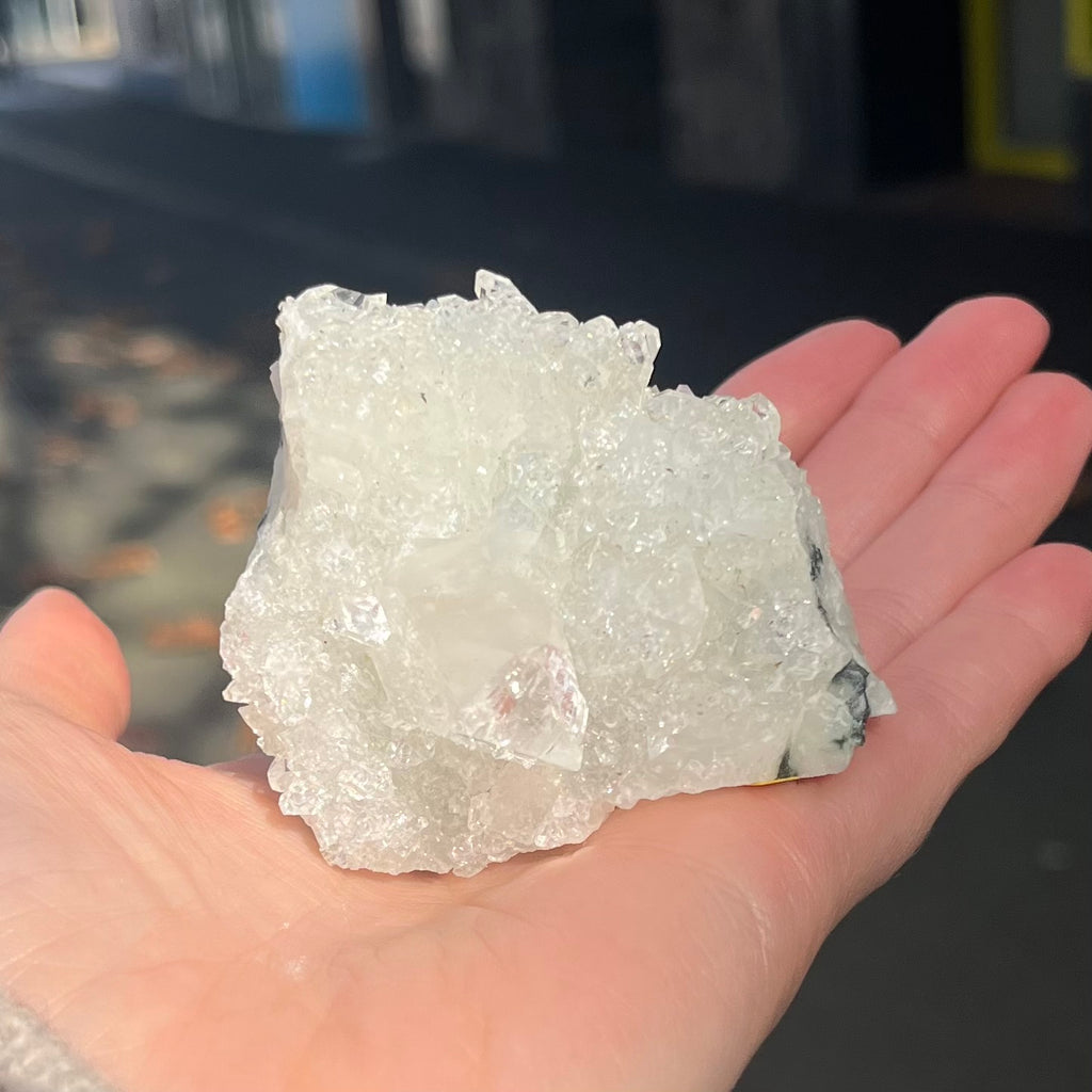 Apophyllite White Druzy Cluster | Translucent Cluster of authentic gemstone crystals | Open Heart Higher Wisdom | Genuine Gems from Crystal Heart Melbourne Australia since 1986 | Apophylite