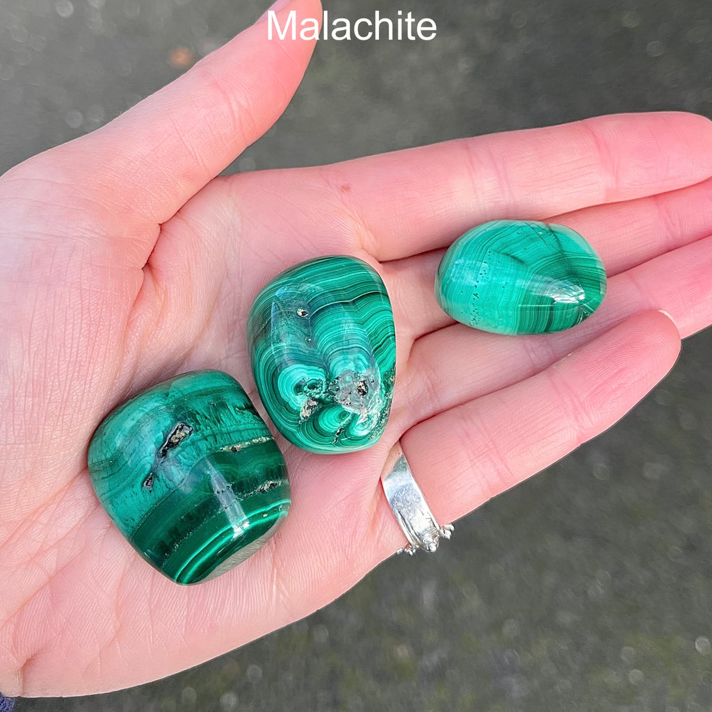 Malachite Stones | Beautiful material from the Congo | Complex and fascinating swirls and rosettes | Pockets and caves sparkle with crystalline Malachite | Genuine Gems from Crystal Heart Melbourne Australia since 1986