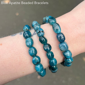 Deep Blue Apatite Stretch Bracelet | Polished Freeform Beads | Integrate Physical & Spiritual | Genuine Gems from Crystal Heart Melbourne Australia since 1986