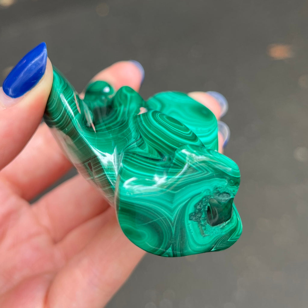 Malachite Angel Carving | Beautiful material from the Congo | Complex and fascinating swirls and rosettes | Pockets and caves sparkle with crystalline Malachite | Genuine Gems from Crystal Heart Melbourne Australia since 1986