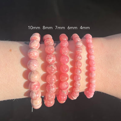 Elastic Stretch Bracelet | Rhodochrosite Beads | Gemstone | Love | Compassion | Open Heart | Fair Trade | Genuine Gems from Crystal Heart Melbourne Australia since 1986