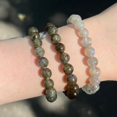 Stretch Bracelet with Labradorite Beads | Fair Trade | Strong Elastic | Shadow Work | Positive Energy | Inner Magic | Genuine Gems from Crystal Heart Melbourne Australia since 1986