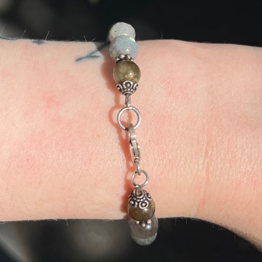Beaded Labradorite Bracelet | Fair Trade | Wire | 925 Silver Fndings | Shadow Work | Inner Magic | Genuine Gems from Crystal Heart Melbourne Australia est 1986