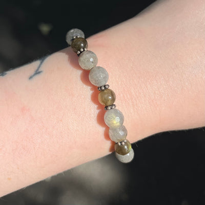 Beaded Labradorite Bracelet | Fair Trade | Wire | 925 Silver Fndings | Shadow Work | Inner Magic | Genuine Gems from Crystal Heart Melbourne Australia est 1986