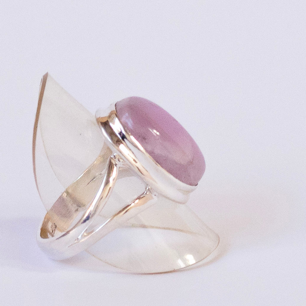 Kunzite Ring | Oval Cabochon | Good colour reasonable Translucency | 925 Sterling Silver | Bezel Set | US Size 7 | AUS Size N1/2 | Wisdom of the Heart | Taurus Scorpio Leo | Genuine Gems from Crystal heart Melbourne Australia since 1986  