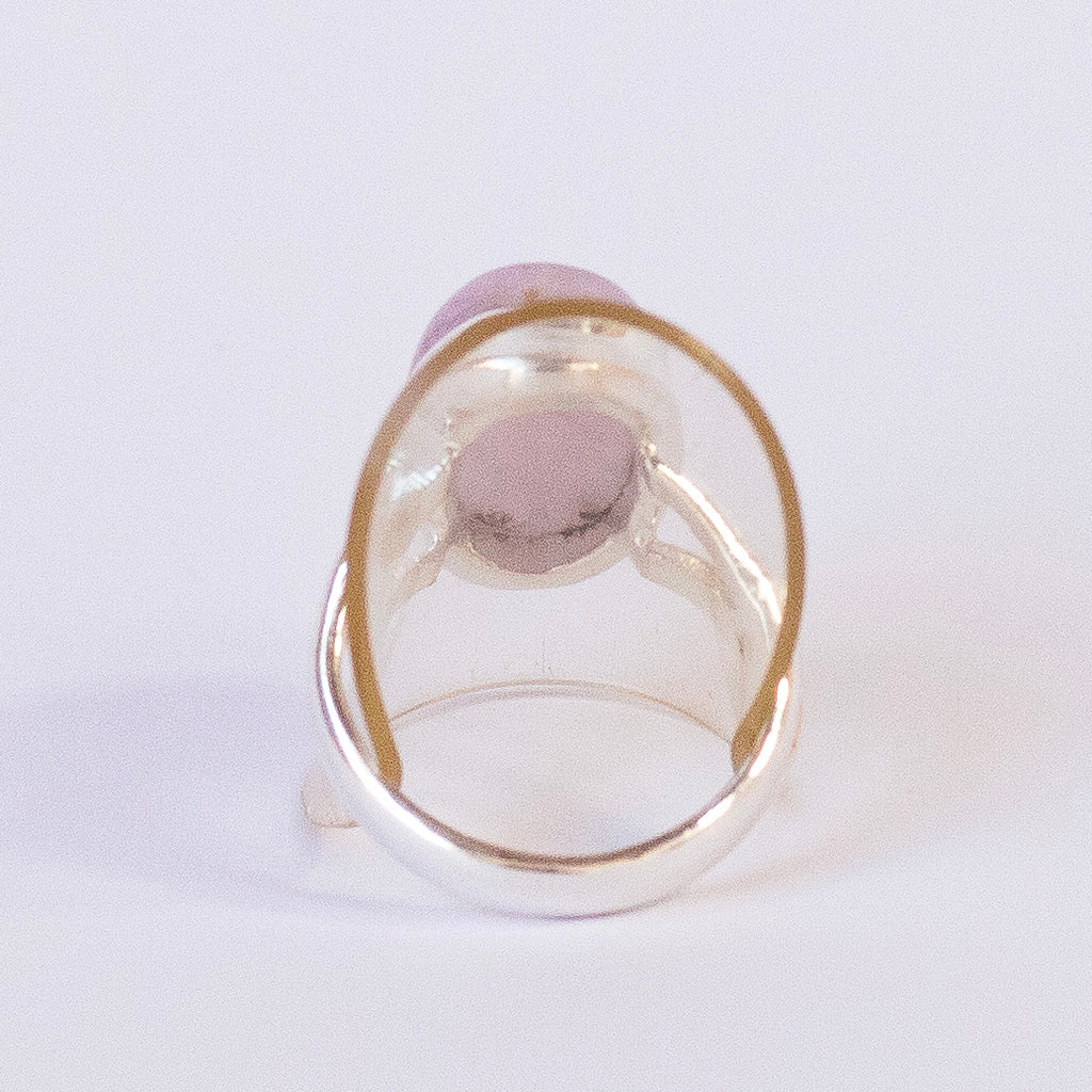 Kunzite Ring | Oval Cabochon | Good colour reasonable Translucency | 925 Sterling Silver | Bezel Set | US Size 7 | AUS Size N1/2 | Wisdom of the Heart | Taurus Scorpio Leo | Genuine Gems from Crystal heart Melbourne Australia since 1986  