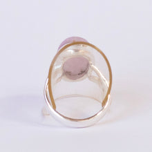 Load image into Gallery viewer, Kunzite Ring | Oval Cabochon | Good colour reasonable Translucency | 925 Sterling Silver | Bezel Set | US Size 7 | AUS Size N1/2 | Wisdom of the Heart | Taurus Scorpio Leo | Genuine Gems from Crystal heart Melbourne Australia since 1986  
