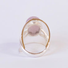 Load image into Gallery viewer, Kunzite Ring | Oval Cabochon | Good colour reasonable Translucency | 925 Sterling Silver | Bezel Set | US Size 7 | AUS Size N1/2 | Wisdom of the Heart | Taurus Scorpio Leo | Genuine Gems from Crystal heart Melbourne Australia since 1986  