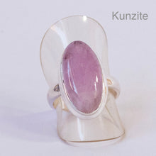Load image into Gallery viewer, Kunzite Ring | Oval Cabochon | Good colour reasonable Translucency | 925 Sterling Silver | Bezel Set | US Size 6 | AUS Size L1/2 | Wisdom of the Heart | Taurus Scorpio Leo | Genuine Gems from Crystal heart Melbourne Australia since 1986  